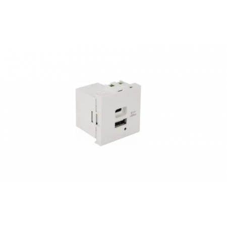 Кабельная розетка LANMASTER LAN-EZ45x22-2UCA/2.1-WH белый