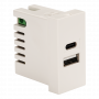 Кабельная розетка LANMASTER LAN-EZ45x22-2UCA/2.1-WH белый