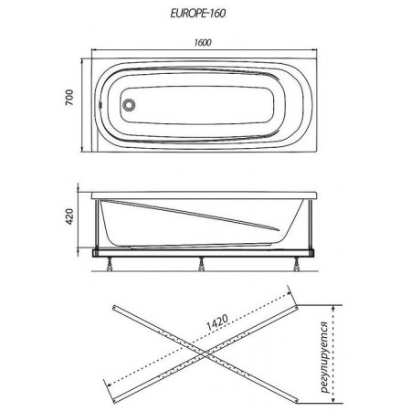 Ванна Triton Европа 160 (Щ0000043363) белый