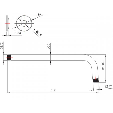 Держатель для верхнего душа Lemark LM8029C (2635) хром