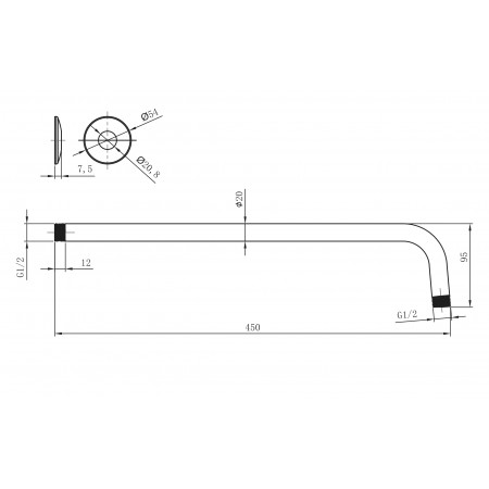 Держатель для верхнего душа Lemark LM8030C (2636) хром