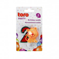 Свеча для торта Лев, цифра "2" Toro 267098 разноцветный