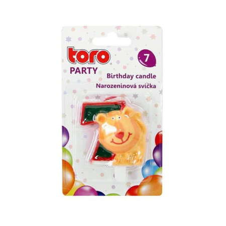Свеча для торта Лев, цифра "7" Toro 267103 разноцветный