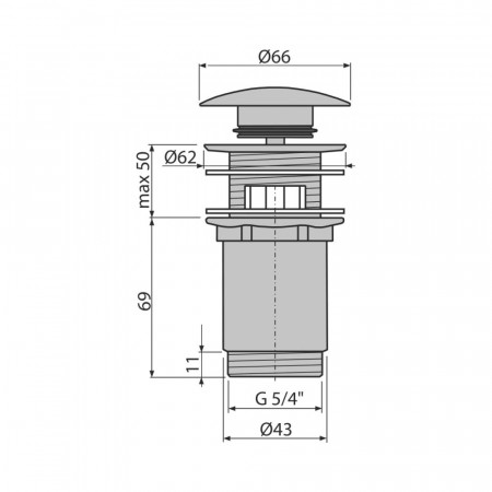 Донный клапан Alcaplast A392C хром