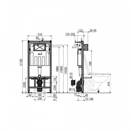 Инсталляция для унитаза Alcaplast AM101/1120-0001 черный
