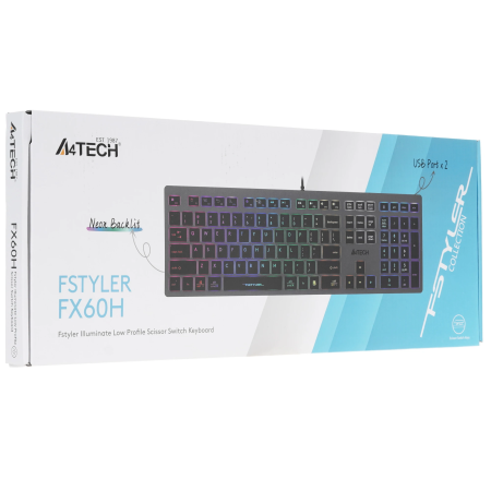 Клавиатура проводная A4Tech Fstyler FX60H (FX60H-Neon) серый/неон