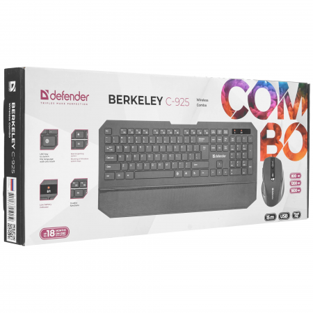 Клавиатура + мышь беспроводная Defender Berkeley C-925 черный