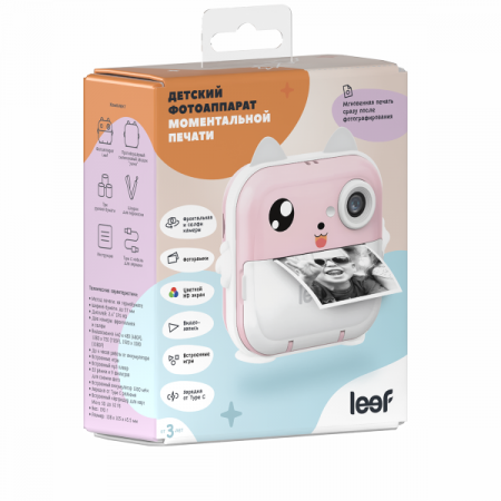 Фотоаппарат моментальной печати Leef LF-CAM-01 pink розовый