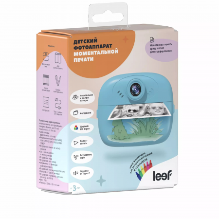 Фотоаппарат моментальной печати Leef LF-CAM-02 blue голубой