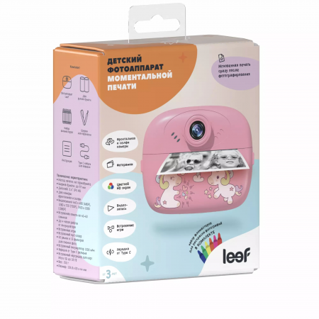 Фотоаппарат моментальной печати Leef LF-CAM-02 pink розовый