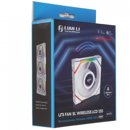 Вентилятор для корпуса Lian Li UNI FAN SL WIRELESS LCD 120mm (G99.12RSLLCD1W1W.00) белый