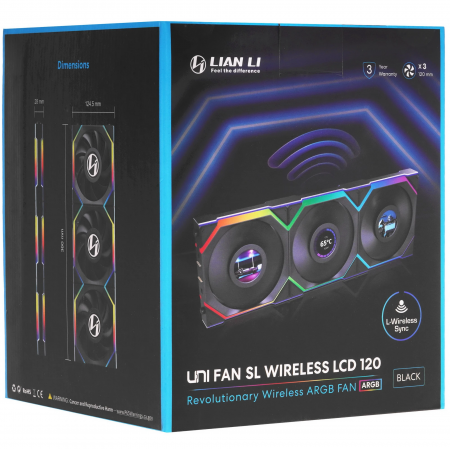 Вентилятор для корпуса Lian Li UNI FAN SL WIRELESS LCD 120mm (G99.12RSLLCD1W1B.00) черный