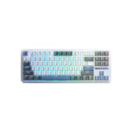 Клавиатура беспроводная + проводная Aula F87 (F87 G/W3 WGB) белый/серый/голубой