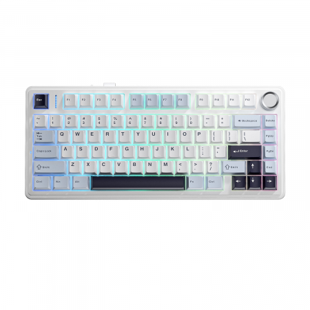 Клавиатура беспроводная + проводная Aula F75 (F75 I/V BWP) голубой/белый/фиолетовый