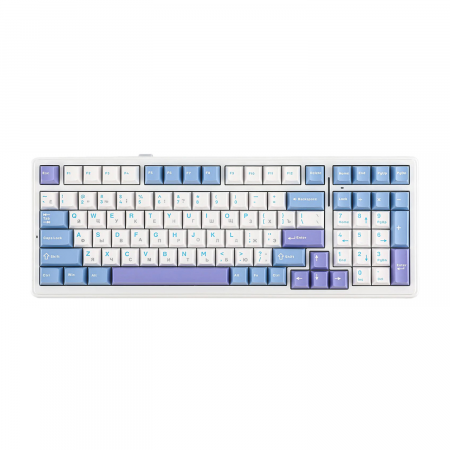 Клавиатура беспроводная + проводная AULA F99 (F99 G/W3 WBP) белый/голубой/фиолетовый