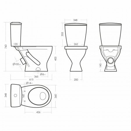 Унитаз Sanita Эталон (WC.CC/Etalon/1‑P/WHT.G/S1) белый