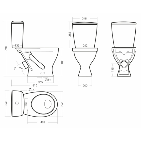 Унитаз Sanita Эталон Стандарт (WC.CC/Etalon/1-P/WHT.G/S1) белый