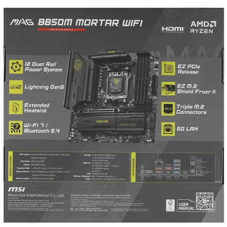 Материнская плата MSI MAG B850M MORTAR WIFI черный