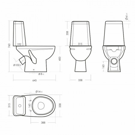 Унитаз Sanita Марс (WC.CC/Mars/2-DM.Rim/WHT.G/S1) белый
