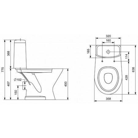 Унитаз SANTERI Грация (1P2103S0000BF) белый