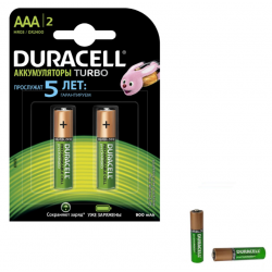 Аккумулятор Duracell Turbo AAA 900 м*Ач HR03/DX2400 (001176) 2 шт зеленый
