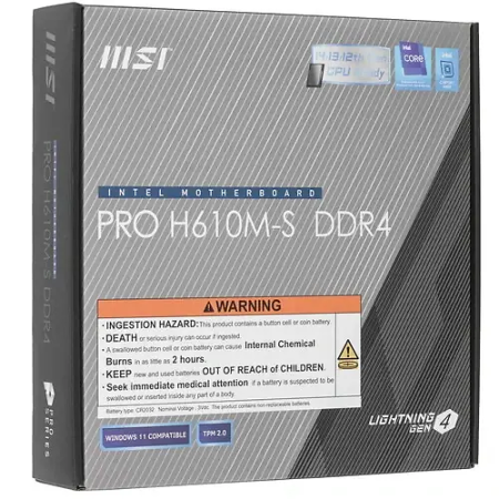 Материнская плата MSI PRO H610M-S DDR4 черный