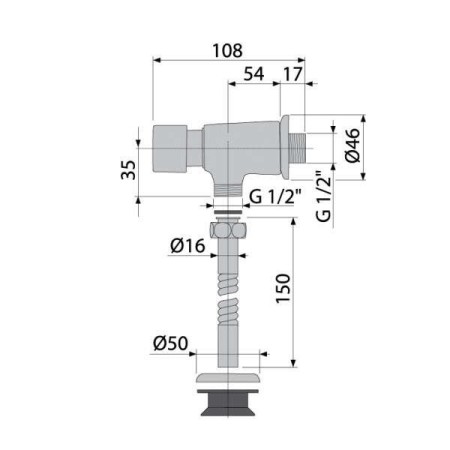 Кран для писсуара Alcaplast ATS001 (ATS001) серебристый