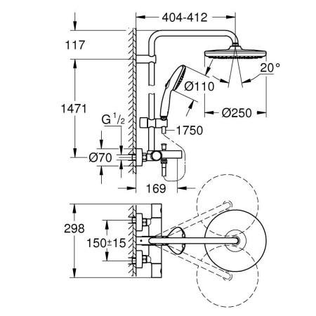 Душевая гарнитура GROHE Tempesta System 250 (26672001) серебристый
