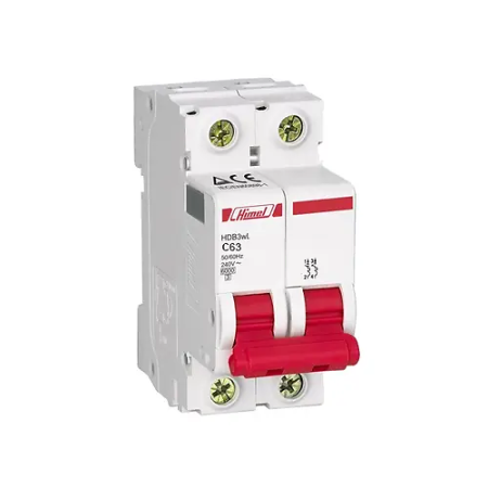 Автоматический выключатель Himel HDB3w 2Р 63А С 4,5кА (HDB3WL2C63) 63А белый