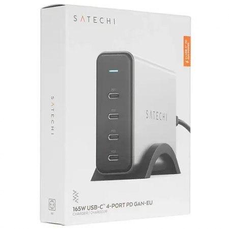 Сетевое зарядное устройство SATECHI 165W USB-C 4-Port PD GaN Charger - EU (ST-UC165GM-EU) серый