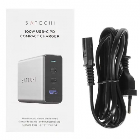 Сетевое зарядное устройство SATECHI 100W USB-C PD Compact Charger- EU (ST-TC100GM-EU) серый