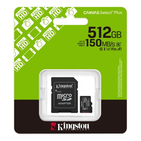 512 Гб Карта памяти Kingston Canvas Select Plus microSDXC (SDCS3/512GB) черный + адаптер