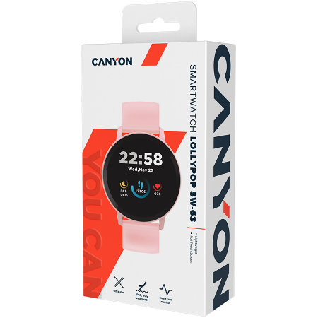 Смарт-часы CANYON Lollypop SW-63 (CNS-SW63PP) розовый (1 ремешок) 45 мм