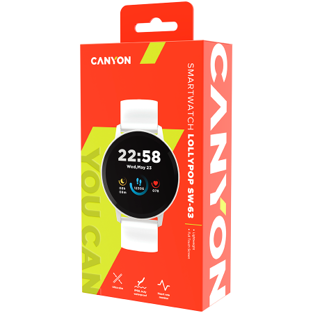 Смарт-часы CANYON Lollypop SW-63 (CNS-SW63SW) белый (1 ремешок) 45 мм
