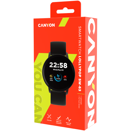 Смарт-часы CANYON Lollypop SW-63 (CNS-SW63BB) черный (1 ремешок) 45 мм