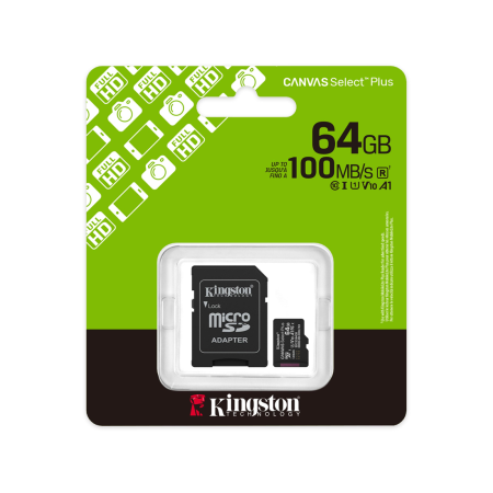 64 ГБ Карта памяти Kingston Canvas Select Plus microSDXC (SDCS3/64GB) черный + адаптер