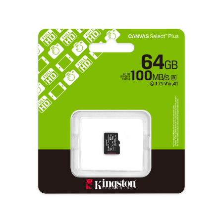 64 Гб Карта памяти Kingston Canvas Select Plus microSDXC (SDCS3/64GBSP) черный