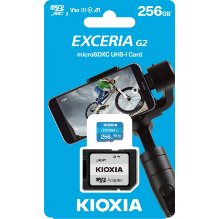 256 Гб Карта памяти KIOXIA Exceria microSD (LMEX1L256GG2) голубой + адаптер