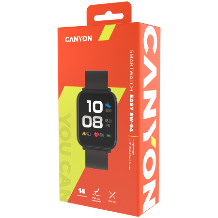 Смарт-часы CANYON Easy SW-54 (CNS-SW54BB) черный (1 ремешок) 42 мм