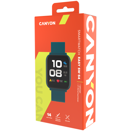 Смарт-часы CANYON Easy SW-54 (CNS-SW54BG) зеленый (1 ремешок) 42 мм