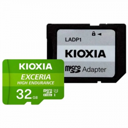 32 Гб Карта памяти KIOXIA Exceria High Endurance microSD (LMHE1G032GG2) зеленый + адаптер