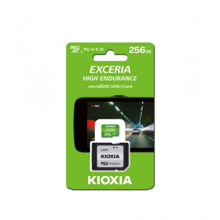 256 ГБ Карта памяти KIOXIA Exceria High Endurance microSD (LMHE1G256GG2) зеленый + адаптер