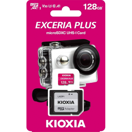 128 Гб Карта памяти KIOXIA Exceria Plus microSD (LMPL1M128GG2) розовый + адаптер