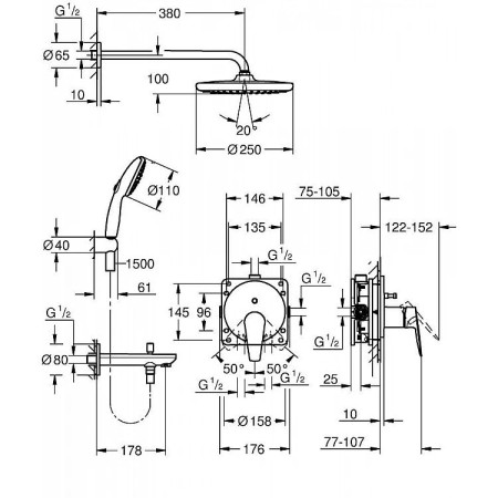 Встраиваемая душевая система GROHE BauEdge (25291000) хром
