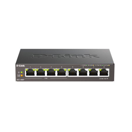Коммутатор D-Link DGS-1008P/F3A черный