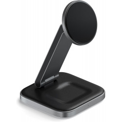Беспроводное зарядное устройство SATECHI 2-in-1 Foldable Qi2 Wireless Charging Stand (ST-Q21FM) серый