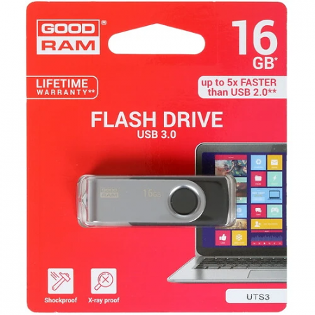 16 ГБ USB Флеш-накопитель GoodRam UTS3 (UTS3-0160K0R11) черный