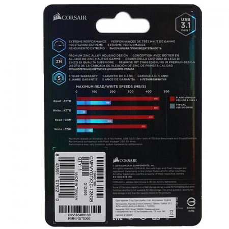 128 ГБ USB Флеш-накопитель Corsair Flash Voyager GTX (CMFVYGTX3C-128GB) черный