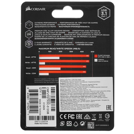 512 ГБ USB Флеш-накопитель Corsair Flash Voyager GTX (CMFVYGTX3C-512GB) черный