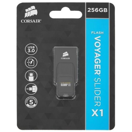 256 ГБ USB Флеш-накопитель Corsair Voyager Slider X1 (CMFSL3X1-256GB) черный